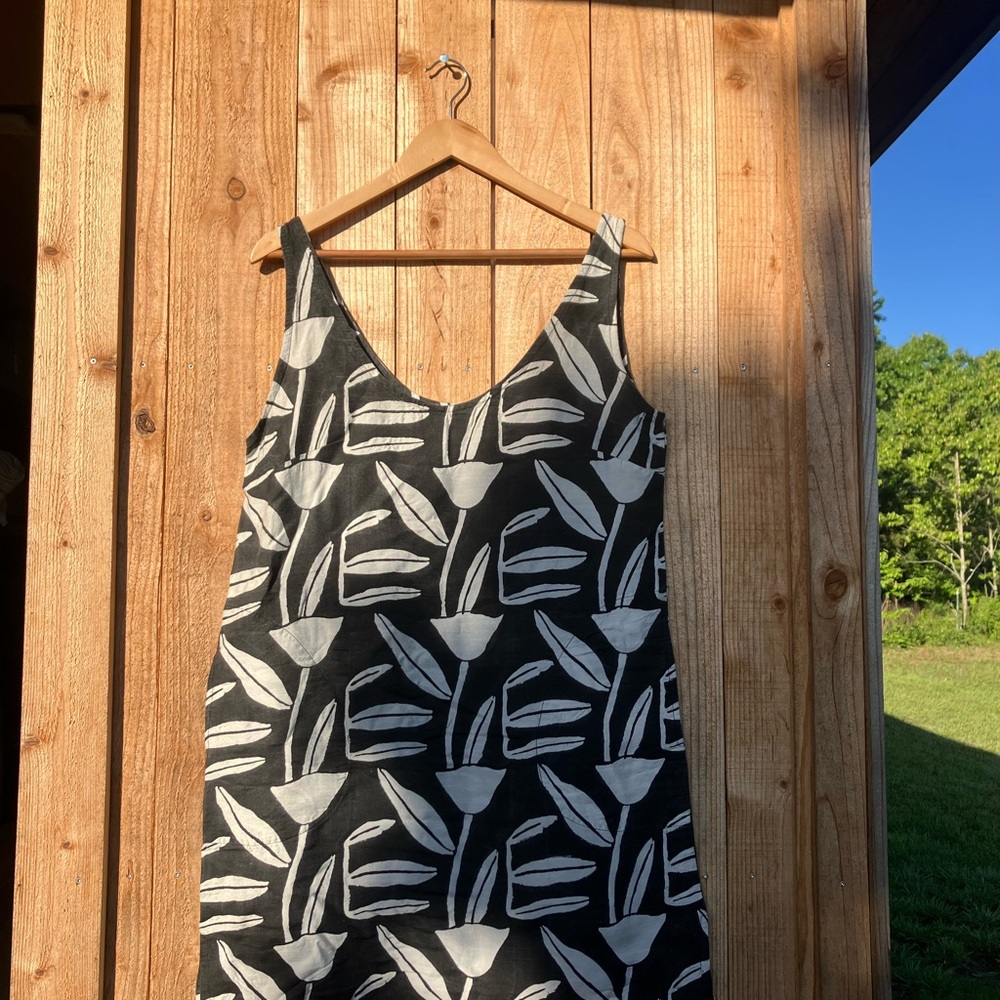 Black & White Floral Mini Dress - Sleeveless Summer Dress
